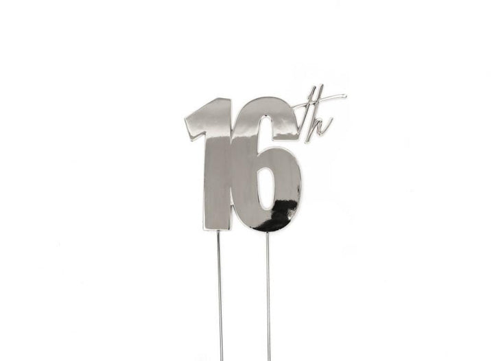 Silver Metal Cake Topper - 16th