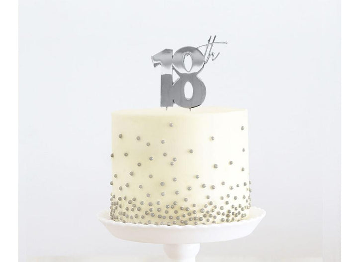 Silver Metal Cake Topper - 18th