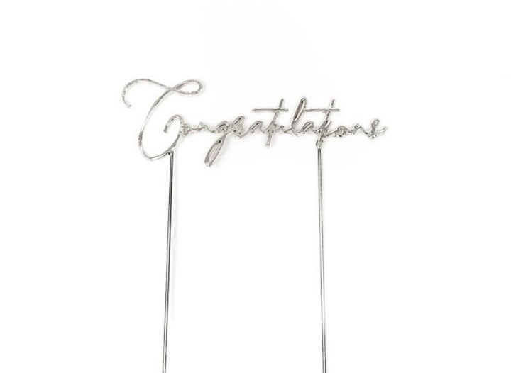 Silver Metal Cake Topper - Congratulations