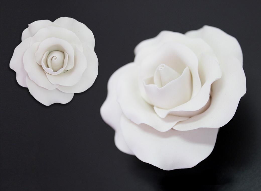 Single Gumpaste Rose Large - White