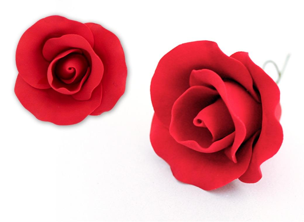 Single Gumpaste Rose Medium - Red