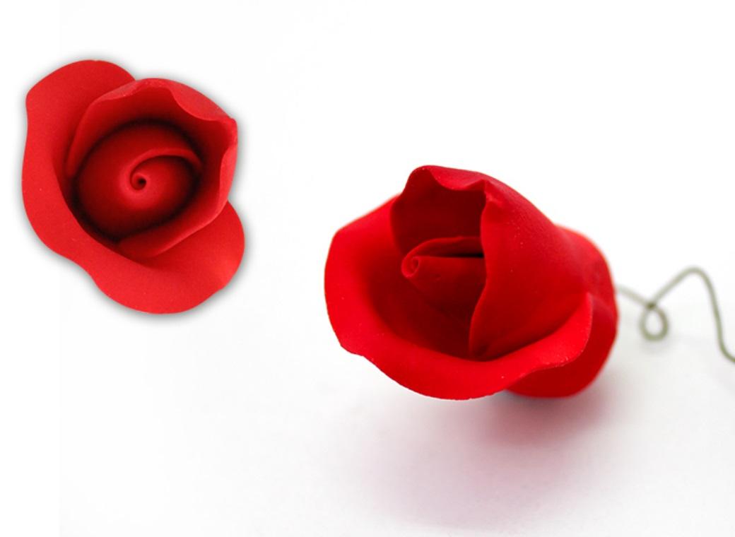 Single Gumpaste Rose Small - Red