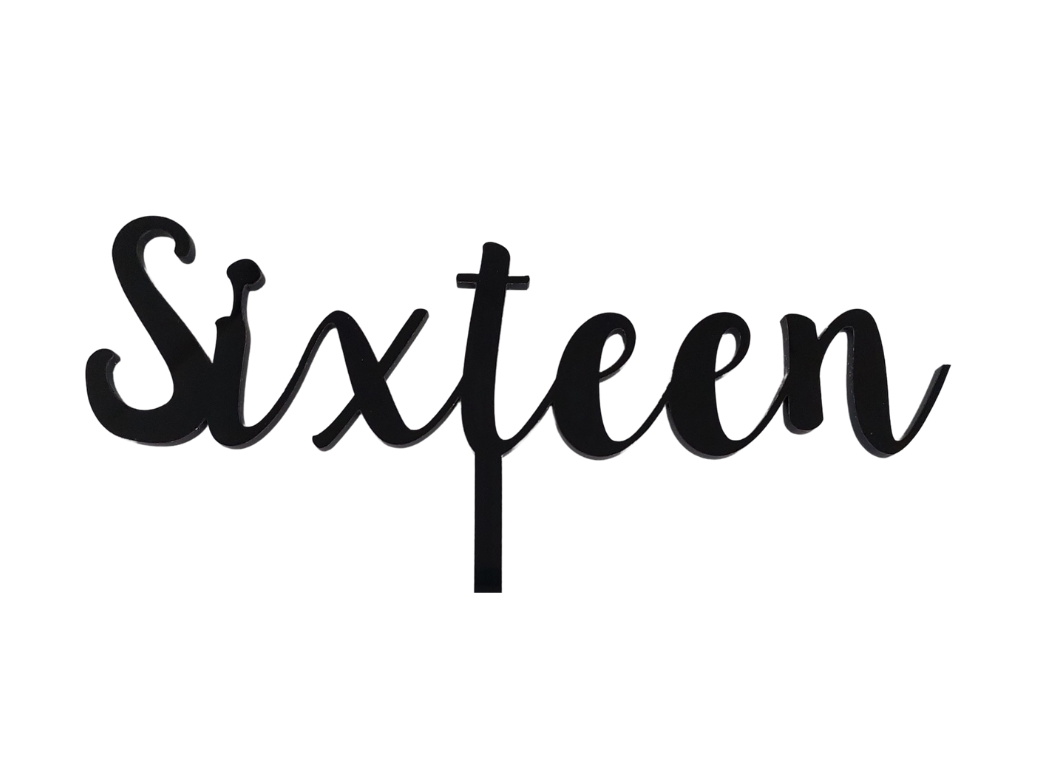 Sixteen Cake Topper - Black