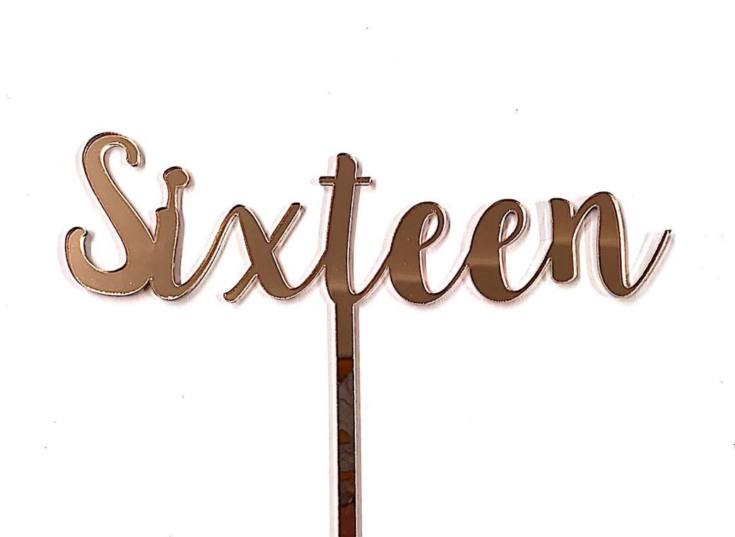 Sixteen Cake Topper - Rose Gold Mirror