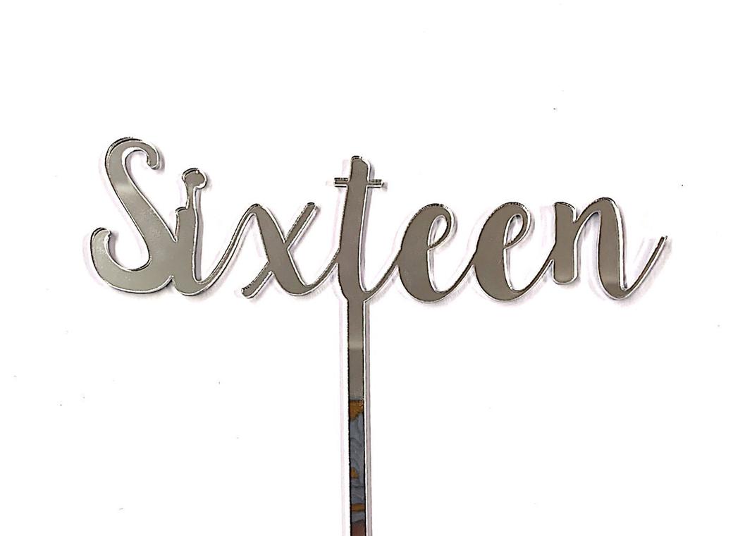 Sixteen Cake Topper - Silver Mirror