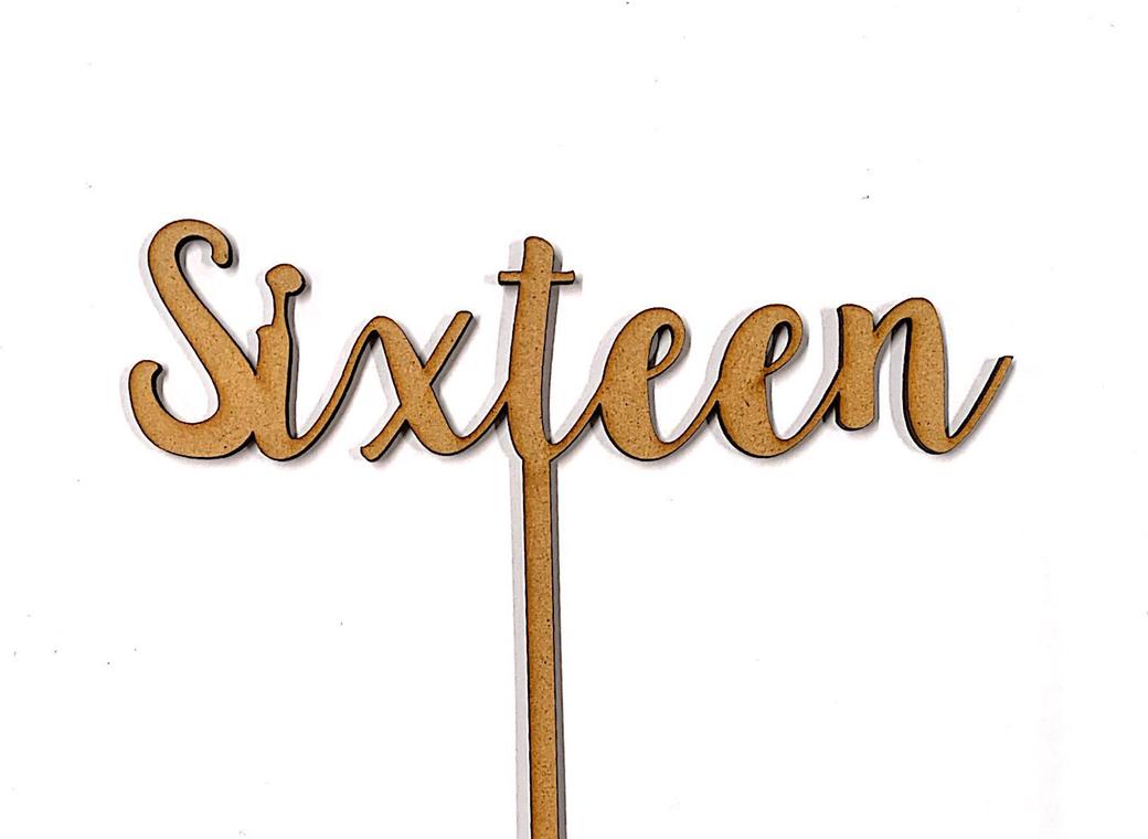 Sixteen Cake Topper - Wood