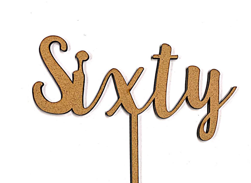 Sixty Cake Topper - Wood