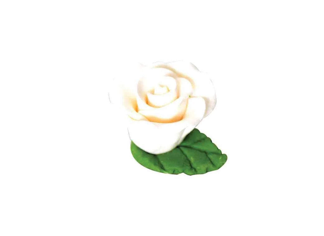 Gumpaste Tiny White Rose with Leaf