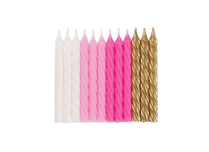 Spiral Candles 24pk - Pink & Gold