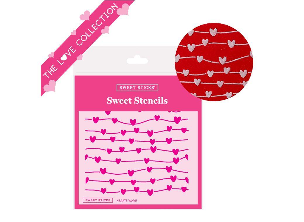 Sweet Sticks Stencil - Hearts Wave