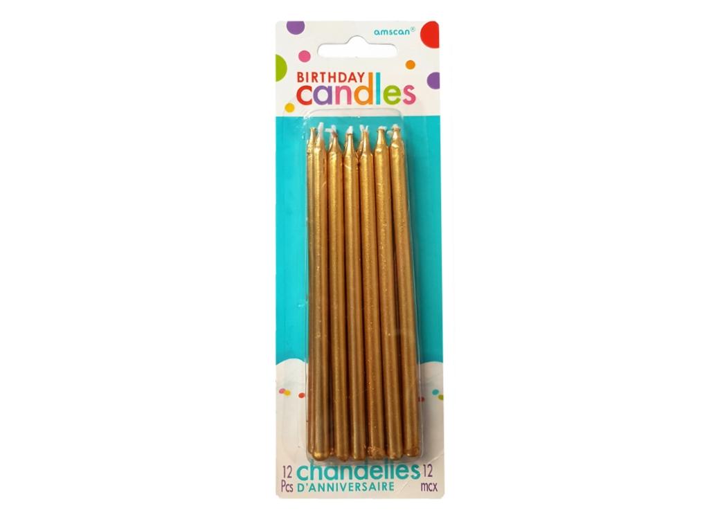 Tall Gold Candles 12pk