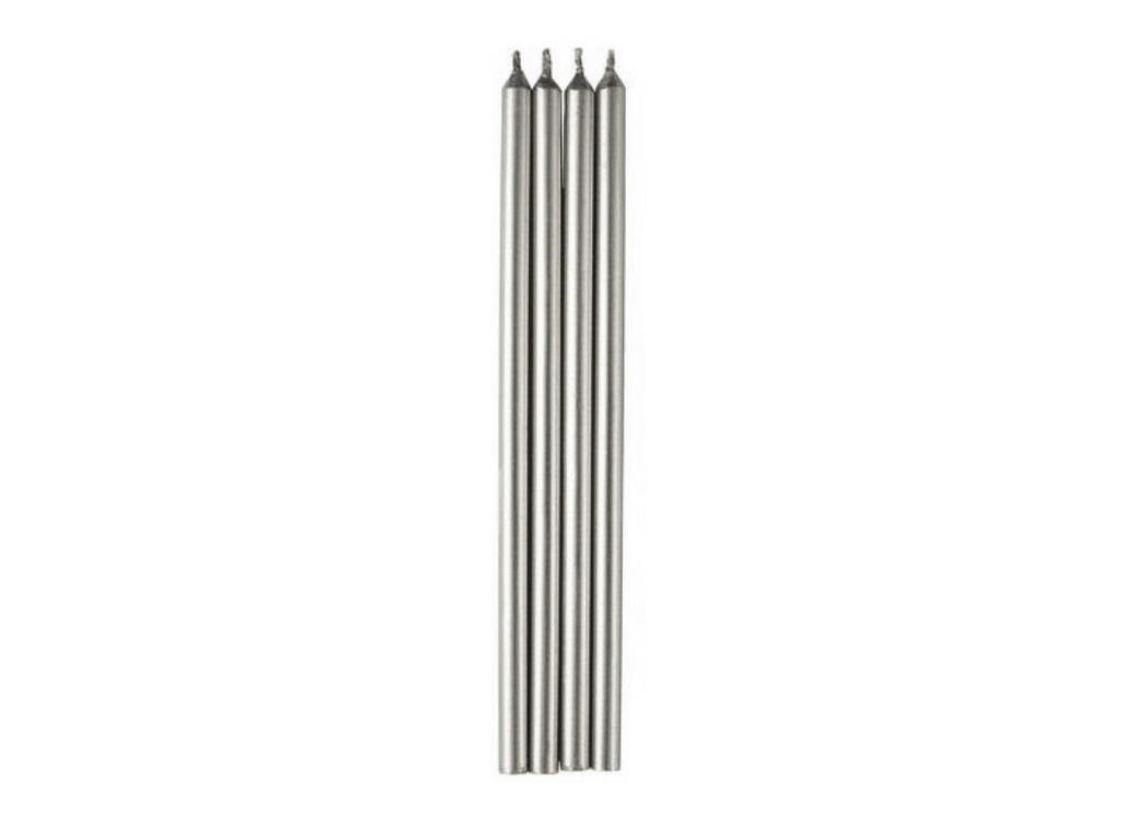 Tall Silver Candles 12pk