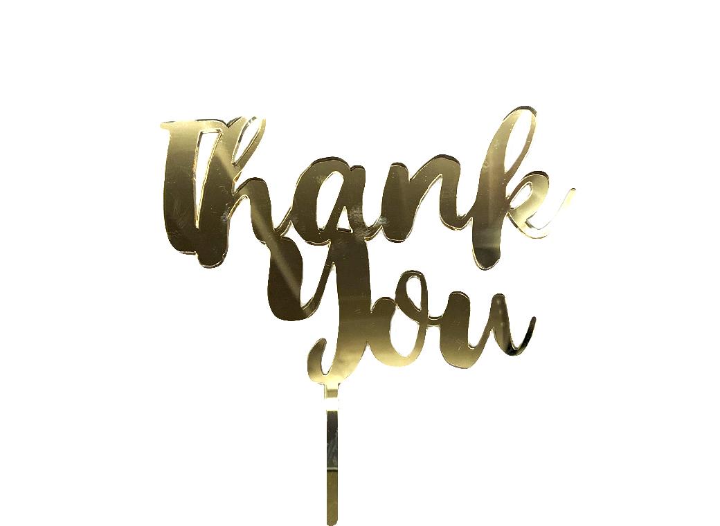 Thank You Cake Topper - Gold