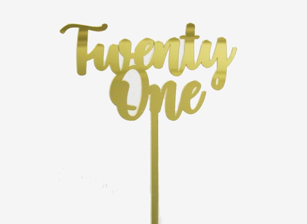 GoBake Twenty One Cake Topper - Gold