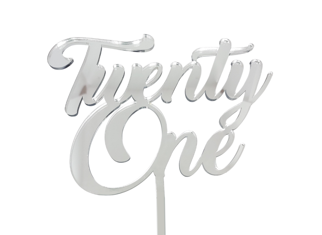 Twenty One Classic Cake Topper - Silver