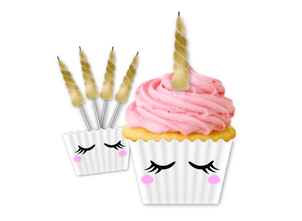 Unicorn Cupcake Cases & Candles Kit 5pk