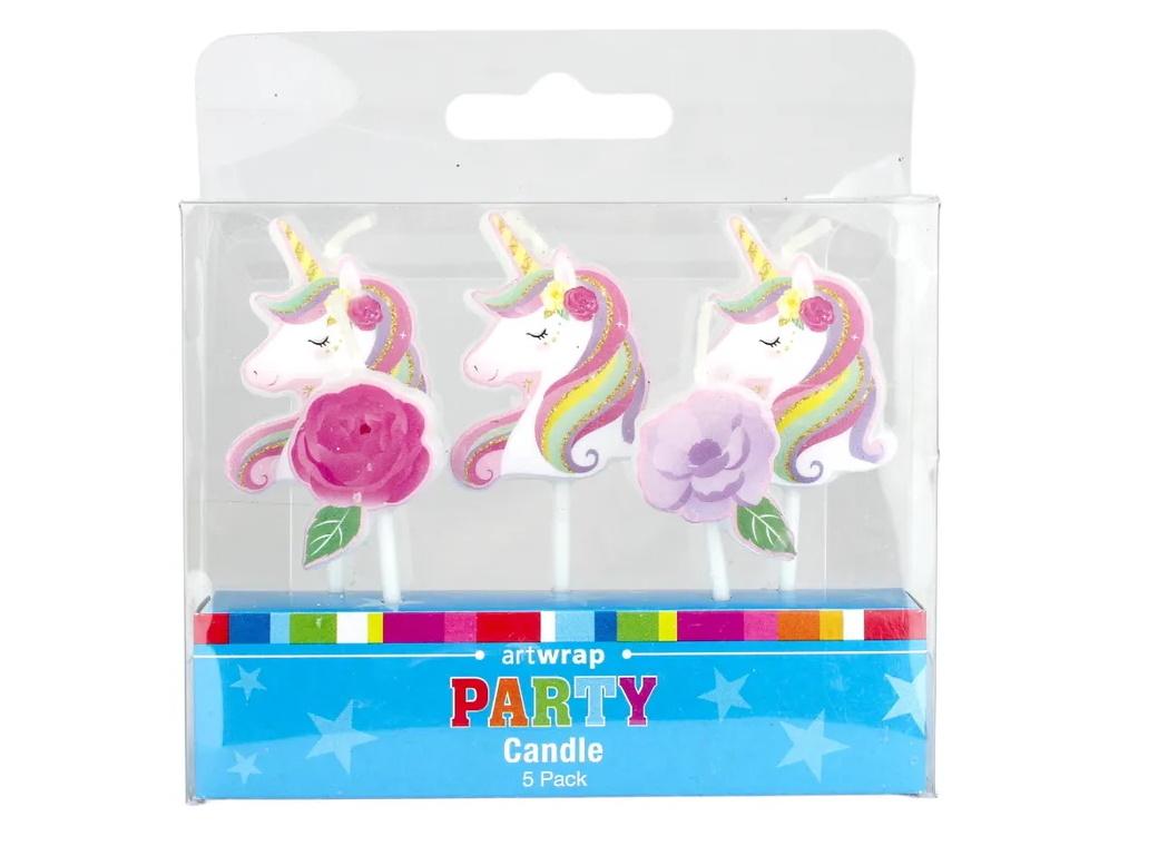 Floral Unicorn Candles 5pk