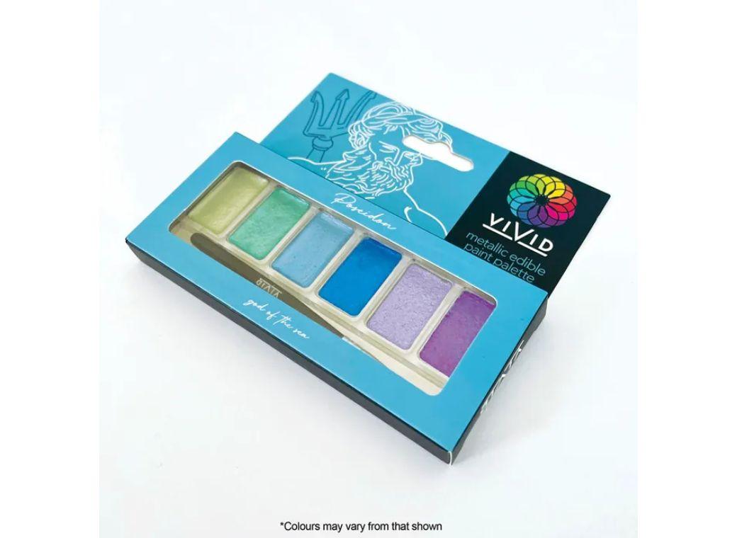 Vivid Metallic Edible Paint Palette - Poseidon