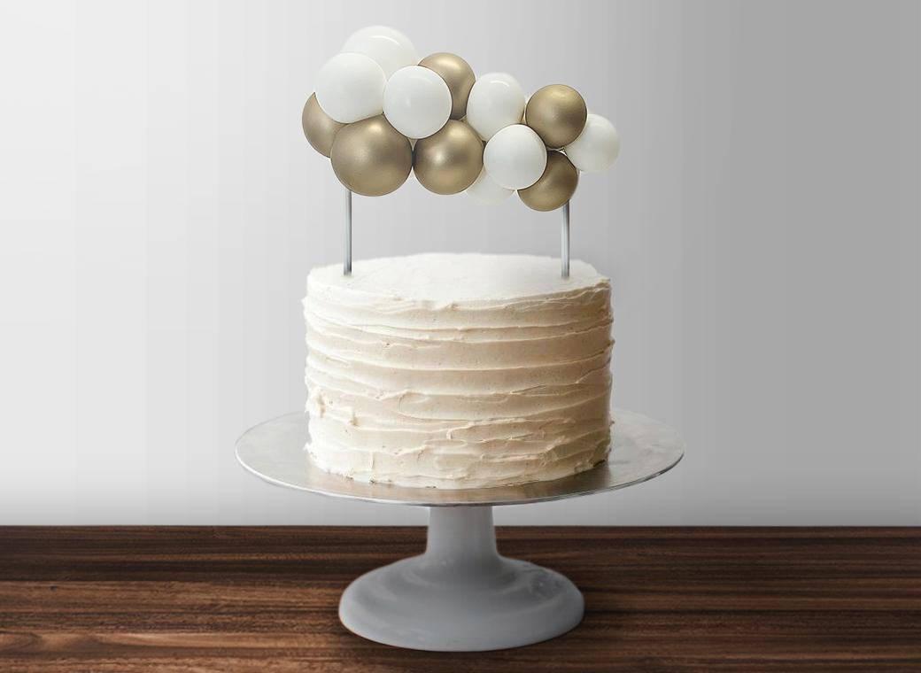 Balloon Garland Cake Topper - White & Gold