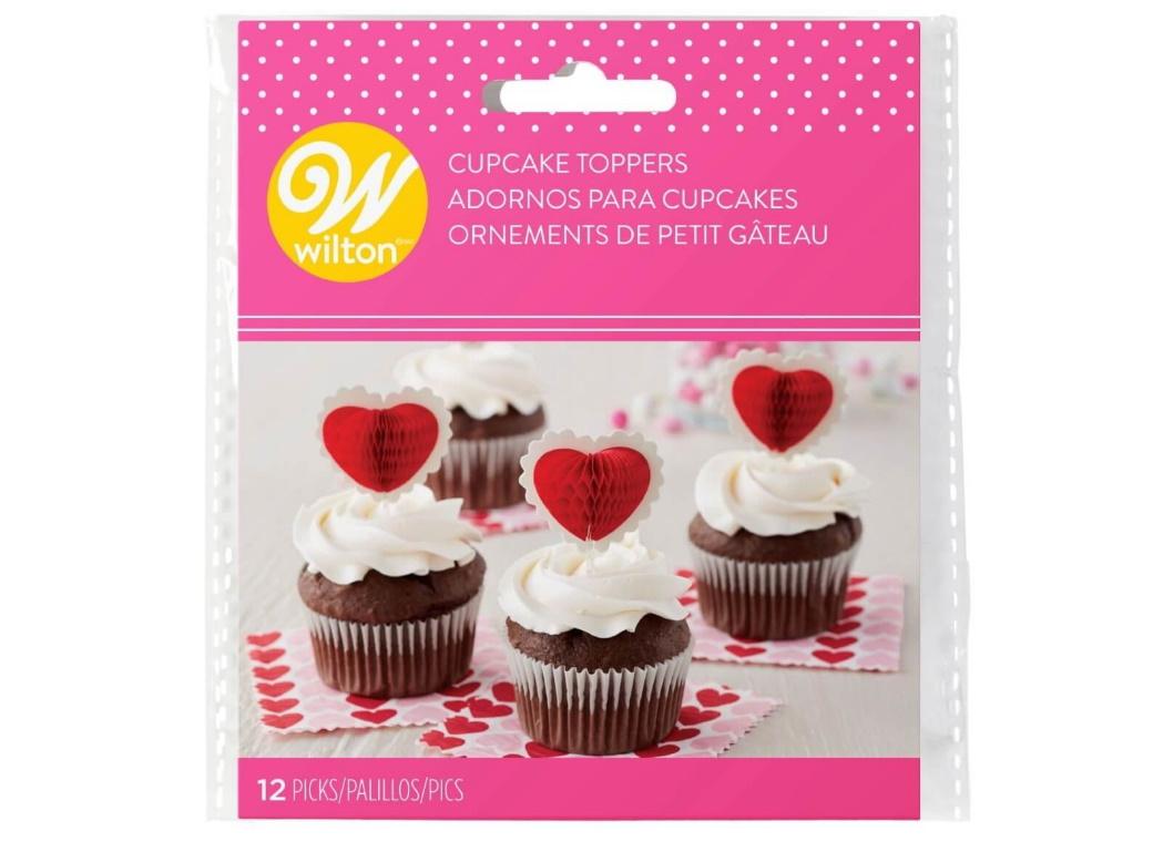 Wilton Heart Honeycomb Cupcake Toppers 12pk